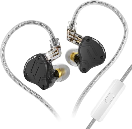 keephifi KZ ZS10 PRO X 4DD 1BA IEM Kopfhörer mit Mikrofon, 2 x 30019s & 1 x 50024s BA In-Ear-Monitor-Kopfhörer, kabelgebunden, empfindliche Transient-Leistung, Legierung, 2-polige Ohrhörer für Gaming, von keephifi