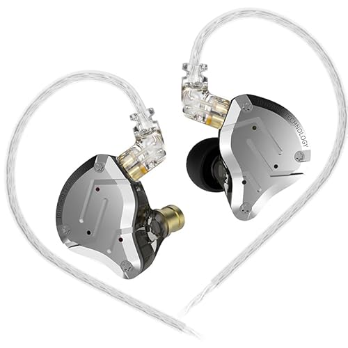 keephifi KZ ZS10 Pro - 5 Treiber 4BA + 1DD IEM-Kopfhörer, Schwarz, Silber - In-Ear-HiFi-Metall-Kopfhörer mit Edelstahl-Frontplatte, 2-poliges abnehmbares Kabel von keephifi
