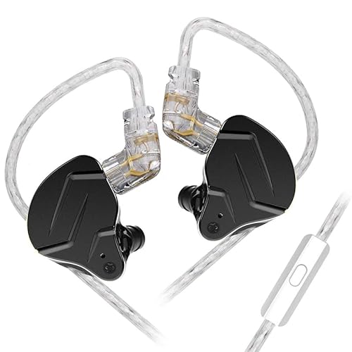 keephifi KZ ZSN Pro X In-Ear-Ohrhörer mit Mikrofon, 1BA + 1DD HiFi-In-Ear-Kopfhörer, Geräuschunterdrückung, kabelgebundener Stereo-Bass, Schlagzeuger (schwarz, mit Mikrofon) von keephifi