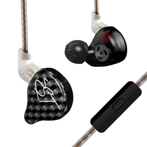 keephifi KZ ZST IEM Headphones KZ IEM Kopfhörer, 1BA + 1DD IEM Hybrid-In-Ear-Monitor, Geräuschunterdrückung Ohrhörer mit passgenauer Passform, 3.5 mm Klinkenstecker(schwarz,mit mikro) von keephifi