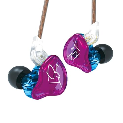 keephifi KZ ZST In-Ear-Monitor 1BA + 1DD HiFi KZ IEM Kopfhörer, Geräuschunterdrückung, kabelgebunden, satter Bass, Stereo-Kopfhörer, abnehmbares Kabel für Audiophilen (Lila, kein Mikrofon) von keephifi