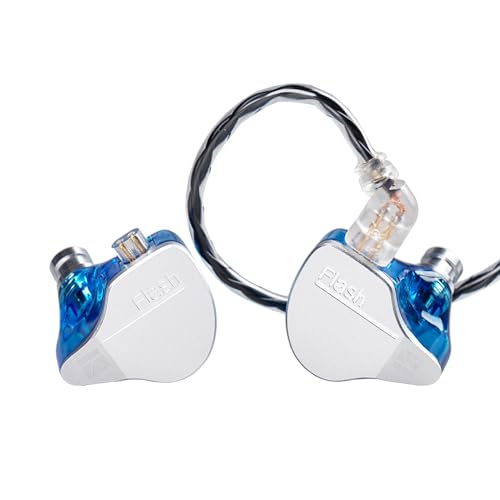 keephifi Kbear IEM Flash 1BA+1DD Kopfhörer HiFi in Ear Monitor, In-Ear Monitor mit CNC-Deckel, dynamischer Treiber 10 mm, abnehmbares Kabel(Blau, kein Mikro) von keephifi