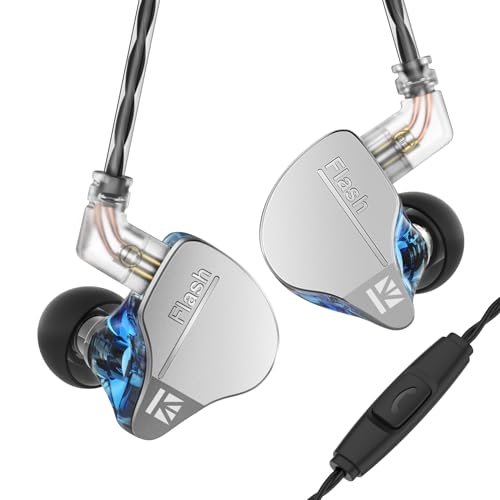 keephifi Kbear IEM Flash 1BA+1DD Kopfhörer HiFi in Ear Monitor, In-Ear Monitor mit CNC-Deckel, dynamischer Treiber 10 mm, abnehmbares Kabel(Blau, mit Mikro) von keephifi