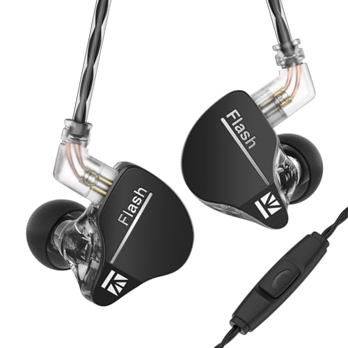 keephifi Kbear IEM Flash 1BA+1DD Kopfhörer HiFi in Ear Monitor, In-Ear Monitor mit CNC-Deckel, dynamischer Treiber 10 mm, abnehmbares Kabel(Schwarz, mit Mikro) von keephifi