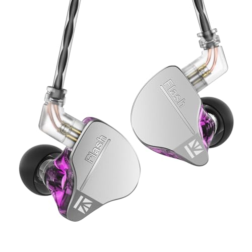 keephifi Kbear IEM Flash 1BA+1DD Kopfhörer HiFi in Ear Monitor, In-Ear Monitor mit CNC-Deckel, dynamischer Treiber 10 mm, abnehmbares Kabel(Violett, kein Mikro) von keephifi