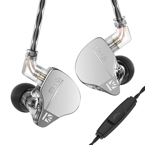 keephifi Kbear IEM Flash IEM kopfhörer 1BA+1DD Kopfhörer HiFi in Ear Monitor, In-Ear Monitor mit CNC-Deckel, dynamischer Treiber 10 mm, abnehmbares Kabel(Grau, mit Mikro) von keephifi