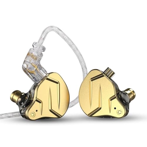keephifi KZ ZSN Pro X IEM Kopfhörer, 1BA + 1DD Hybrid In-Ear-Monitor, Geräuschunterdrückung, passgenau, 3.5 mm Klinken-Kopfhörer, Computer (Gold, mit Mikrofon) von keephifi