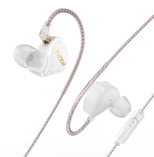 keephifi TKZK TK01 In-Ear Kopfhörer Kabelgebunden Super Bass mit Upgraded Kabel, Stereo Sound 1DD Wired HiFi Kopfhörer (Weiß, mit Mikrofon) von keephifi