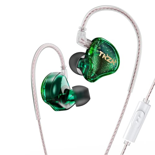 keephifi TKZK TK01 In-Ear-Kopfhörer, kabelgebunden, Super Bass mit verbessertem Kabel, 1D-Stereo-Sound-Kopfhörer, kabelgebundene HiFi-Kopfhörer (Grün, mit Mikrofon) von keephifi