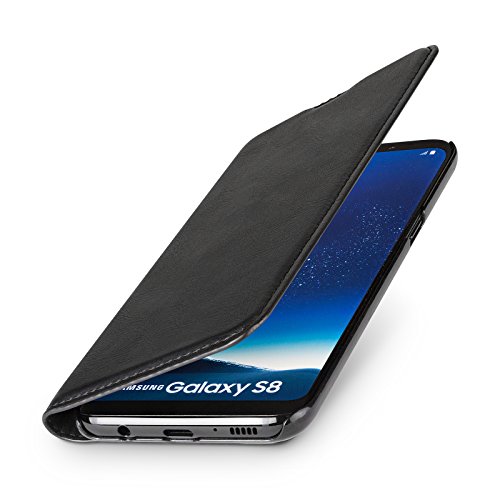 keib Premium Tasche kompatibel für Samsung Galaxy S8 mit Kartenfach und Standfunktion extra Dünn Schwarz Design hochwertige Kunstleder Hülle von keib