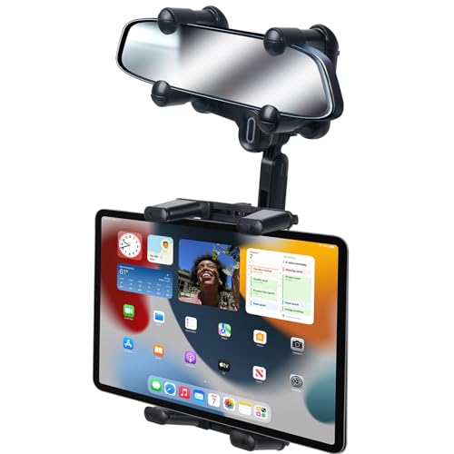 kelofam Handyhalterung für Auto, Auto-Rückspiegel-Handyhalterung, multifunktional, um 360° drehbar und einziehbar, Tablet-Halterung für Auto, geeignet für iPhone, iPad, Samsung Z Fold 5 4, alle von kelofam