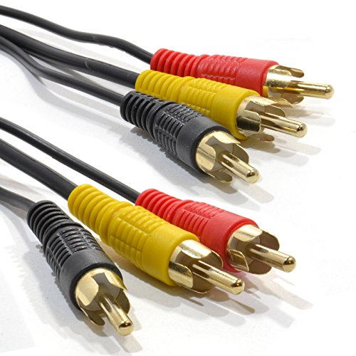 3X Chinch Cinch Stecker Zum Stecker Composite & Audio Kabel Anschlusskabel 1 m Vergoldeten [1 Meter/1m] von kenable