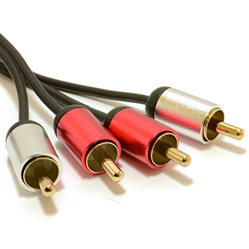 Aluminium Profi 2 x Chinch 2X Cinch Stecker Stereo Audio Kabel Vergoldeten Anschlusskabel 3 m [3 Meter/3m] von kenable