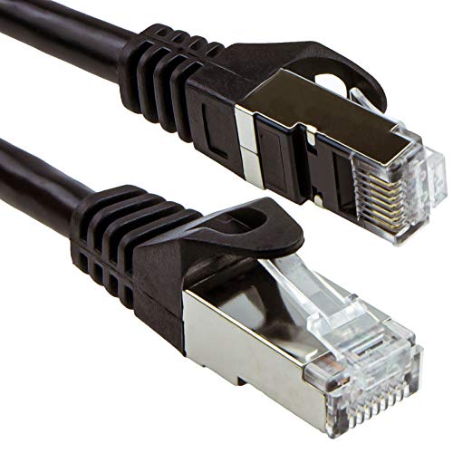 CAT6A SSTP Snagless Abgeschirmtes RJ45 Netzwerk Ethernet 10gig Kabel 0,3 m Schwarz [0.3 Meter/0,3m] von kenable