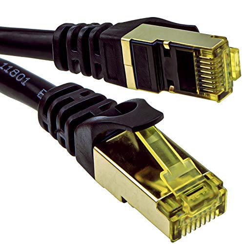 CAT7 600MHz 10gig F/FTP Abgeschirmtes RJ45 Netzwerk Ethernet Kabel 3 m Schwarz [3 Meter/3m] von kenable