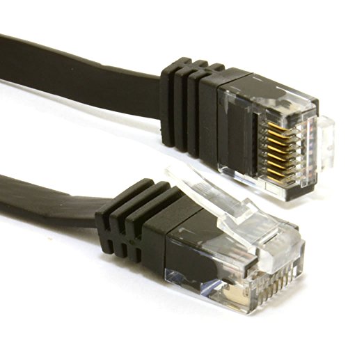 Flach CAT6 Ethernet LAN Patchkabel Kabel Verluste Profil Gigabit RJ45 1 m Schwarz [1 Meter/1m] von kenable