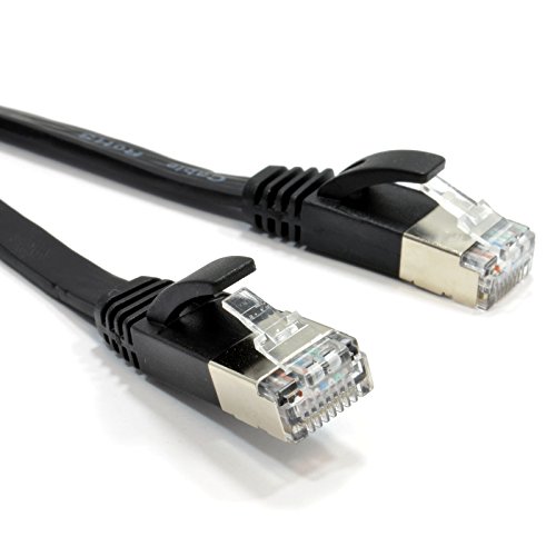 Flach CAT6A S/STP Abgeschirmtes 500MHz Ethernet LAN Kabel RJ45 0,3 m Schwarz [0.3 Meter/0,3m] von kenable