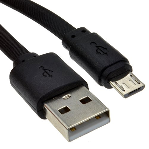 Flach USB A Zum Mikro B schnell Charge Kabel 24AWG Kabel 1,8 m Anschlusskabel Schwarz [1.8 Meter/1,8m] von kenable