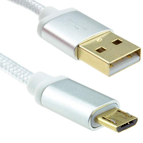 Geflochten Metall Beendet Vergoldeten USB 2,0 A Zum Mikro B 24AWG Kabel 2 m Silver [2 Meter/2m] von kenable