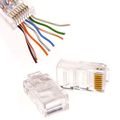 Pass Durch RJ45 Stecker Crimps Cat5e/Cat6 Ethernet Netzwerk Kabel [50 Stück] [UTP 50 Pack] von kenable