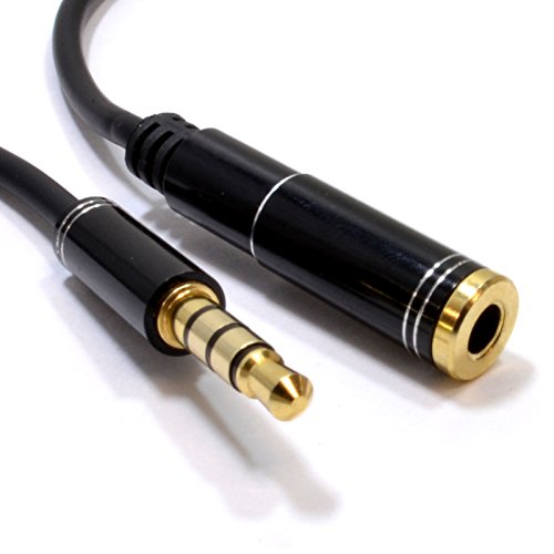 Profi 4 Polig TRRS Metall 3,5 mm Klinkenstecker Headphone/Headset Verlängerung Kabel 1 m [1 Meter/1m] von kenable