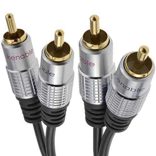 Profi Audio Metall 2 x Chinch Cinch Stecker Zum 2X Stecker Kabel Anschlusskabel Vergoldeten 3 m [3 Meter/3m] von kenable