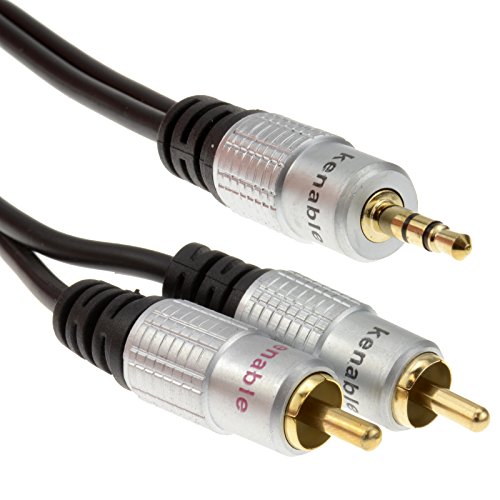 Profi Audio Metall 3,5 mm Stereo Klinkenstecker Zum 2 Chinch Cinch Stecker Kabel Vergoldeten 1 m [1 Meter/1m] von kenable