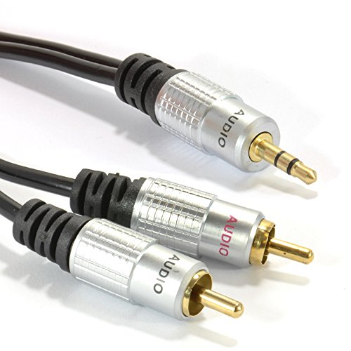 Profi Audio Metall 3,5 mm Stereo Klinkenstecker Zum 2 Chinch Cinch Stecker Kabel Vergoldeten 3 m [3 Meter/3m] von kenable