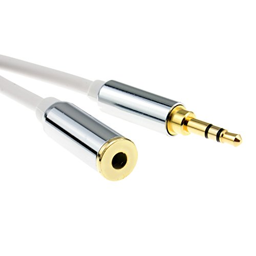 kenable Profi Metall Weiß 3,5 mm Stereo Klinkenstecker Kopfhörer Verlängerung Kabel 0,5 m 50 cm [0.5 Meter/0,5m] von kenable