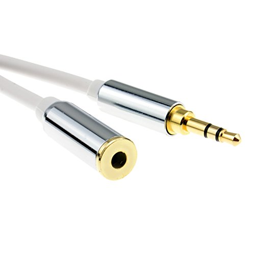 Profi Metall Weiß 3,5 mm Stereo Klinkenstecker Kopfhörer Verlängerung Kabel 3 m [3 Meter/3m] von kenable