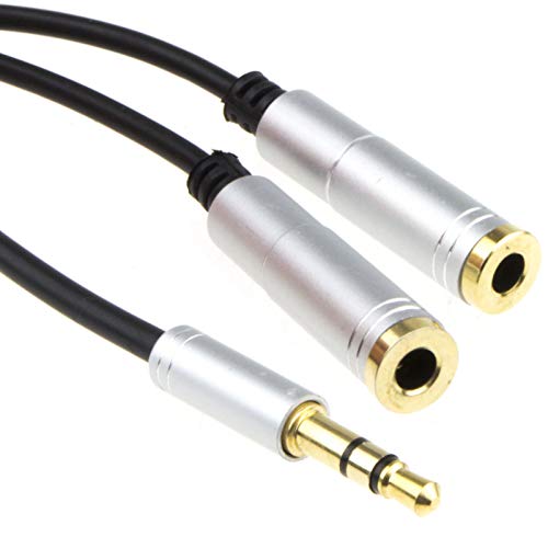 Profi OFC 3,5 mm Stereo Klinkenstecker AUX/Headphone Kabelverteiler Y-Adapter TPE Kabel Anschlusskabel Vergoldeten 20 cm Schwarz von kenable