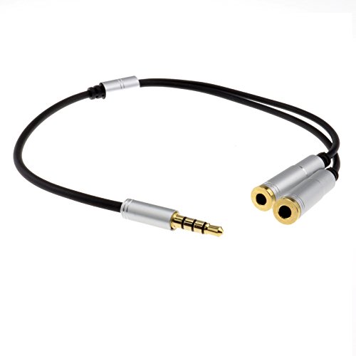 Profi TRRS 3,5 mm 4 Polig Kopfhörer Kabelverteiler Y-Adapter Klinkenstecker Zum 2 x Stereo Buchsen Kabel 15 cm von kenable