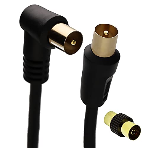 RF Rechts Abgewinkelt TV Antenne Digitale Erdgebundene Stecker Video Kabel & Kupplung Vergoldeten 3 m Schwarz [3 Meter/3m] von kenable
