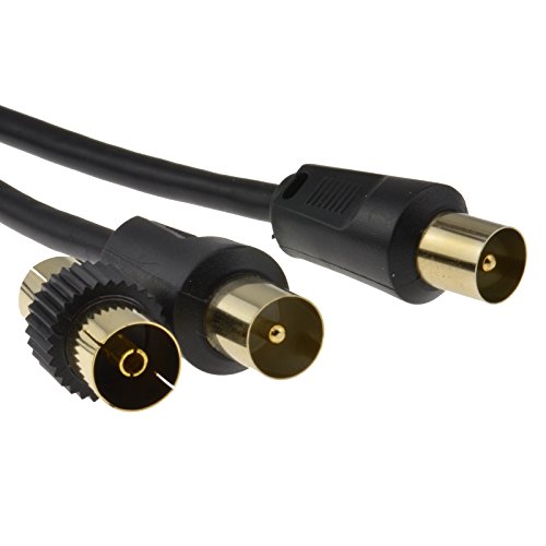 RF TV Digitale Erdgebundene Stecker Zum Stecker Schwarz Antenne Anschlusskabel Kabel Mit Kupplung 5 m [5 Meter/5m] von kenable