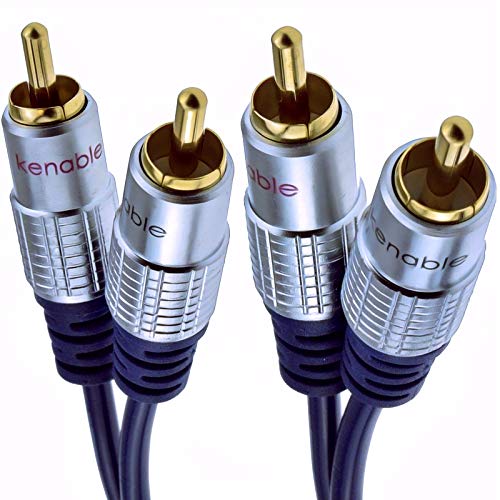 Reines Kupfer OFC HQ 2 x Chinch Cinch Stecker Zum Stecker Stereo Audio Kabel Vergoldeten 3 m [3 Meter/3m] von kenable