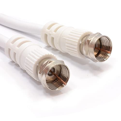 SAT F Anschluss Stecker Zum Stecker 75 Ohm Kabel Weiß Anschlusskabel 3 m [3 Meter/3m] von kenable