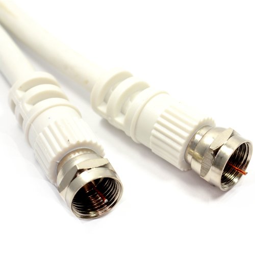 SAT F Anschluss Stecker Zum Stecker 75 Ohm RG59 Kabel Weiß Anschlusskabel 0,5 m 50 cm [0.5 Meter/0,5m] von kenable