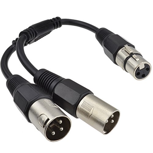 kenable XLR Adapter Buchse Zum 2 x XLR Stecker Splitter/Combiner Kabel Anschlusskabel 25 cm [0,25m] von kenable
