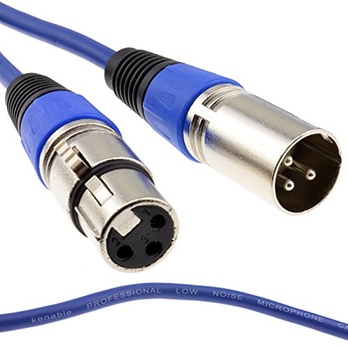 XLR Mikrofon Anschlusskabel Männlich Zum Weiblich Audio Kabel Blau 0,5 m 50 cm [0.5 Meter/0,5m] von kenable