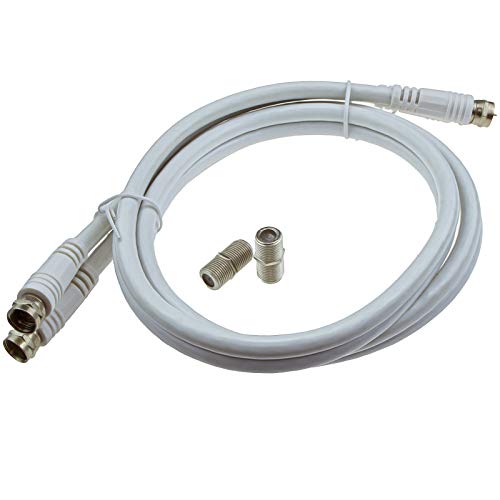 kenable 2x SAT Angespritztem F Stecker Stecker Zum Buchse RG6 Verlängerung Kabel 1 m Weiß [1 Meter/1m] von kenable