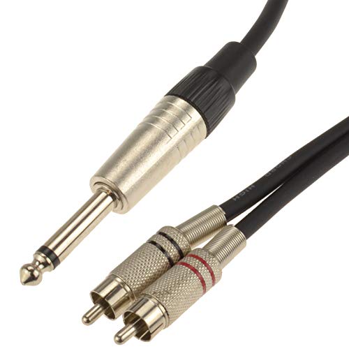 kenable 6,35 mm Mono Klinkenstecker Zum Rot & Weiß Chinch Cinch Stecker Soft Flexibel Kabel 3 m [3 Meter/3m] von kenable