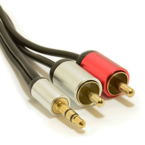 Aluminium Profi 3,5 mm Stereo Klinkenstecker Zum 2 x Chinch 2X Cinch Stecker Kabel Vergoldeten 0,5 m [0.5 Meter/0,5m] von kenable