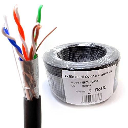 kenable Außen Abgeschirmtes CAT5e Aussen Kupfer Ethernet Kabel FTP Kabelrolle 50 m [50 Meter/50m] von kenable