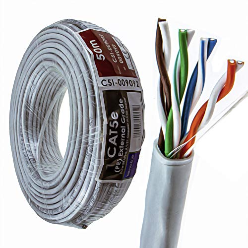 kenable Außen Cat5E-CCA Aussen Verwendung Ethernet Netzwerk Kabel Kabelrolle UTP Grey 50 m [50 Meter/50m] von kenable