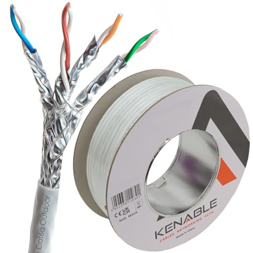 kenable Ethernet-Kabel für den Außenbereich Cat6A Kupfer SF/FTP 50m Weiß von kenable