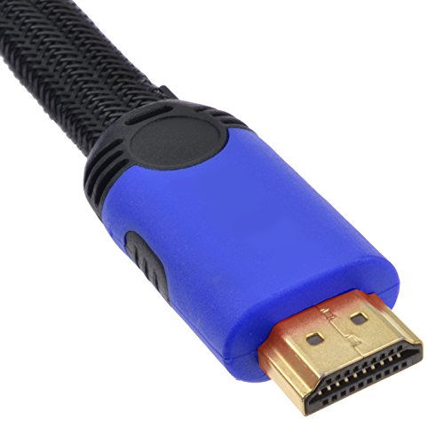 kenable Geflochten Verluste Profil Flach HDMI Für HD TV Hoch Geschwindigkeit Anschlusskabel Kabel 2 m Blau [2 Meter/2m] von kenable