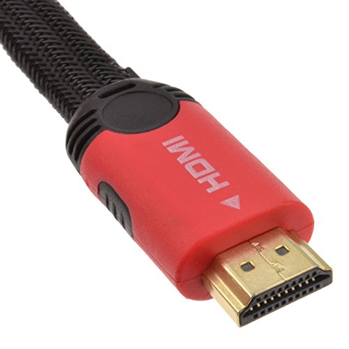 kenable Geflochten Verluste Profil Flach HDMI Für HD TV Hoch Geschwindigkeit Anschlusskabel Kabel 2 m Rot [2 Meter/2m] von kenable