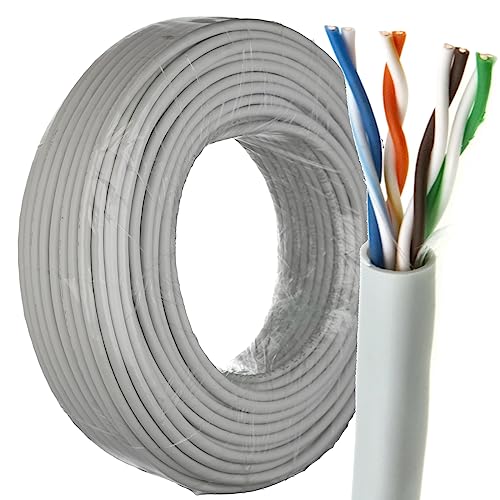 Indoor CAT5e U/UTP Kupfer Ethernet Netzwerk Solid Kabel Kabelrolle 24AWG Eca 50 m Grey [50 Meter/50m] von kenable