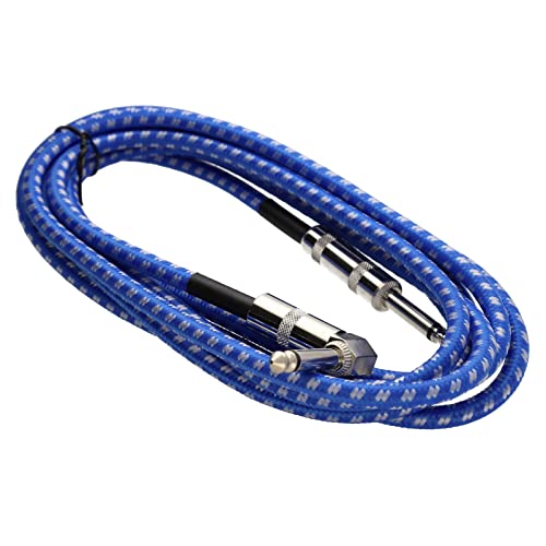 kenable Instrumentenkabel / Instrumentenkabel (rechtwinklig, geflochten, 6,35 mm, 3 m) Blau / Weiß von kenable