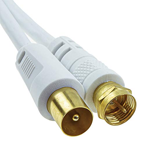 Koaxialkabel F Stecker Anschluss Männlich Zum RF TV Antenne Männlich Stecker Kabel Weiß 1 m Vergoldeten [1 Meter/1m] von kenable
